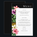 Budget Tropical Hawaiian Floral Menu - Black MED<br><div class="desc">**LE PAPIER SATIN EST PAPIER MINCE. ENVELOPPES FACULTATIVES. Économisez de l'argent sur les invitations officielles avec cette petite invitation qui a une option pour les enveloppes. Préparez vos invités pour le mariage extraordinaire avec votre Tropical Hawaiian Floral Menu. Vous voulez une version plus grande ? Consultez notre collection de cartes....</div>