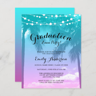 Budget Tropical Luau Turquoise Pink Graduation Par