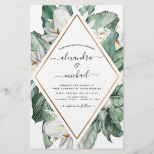 Budget Tropical Magnolia Mariages Invitations
