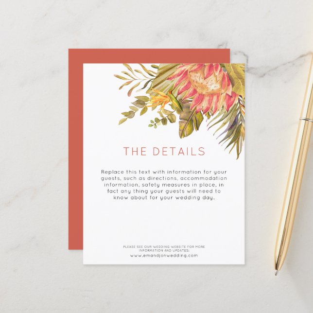 Budget Tropical Mariage Détails de l'invité (Devant/Arrière en situation)