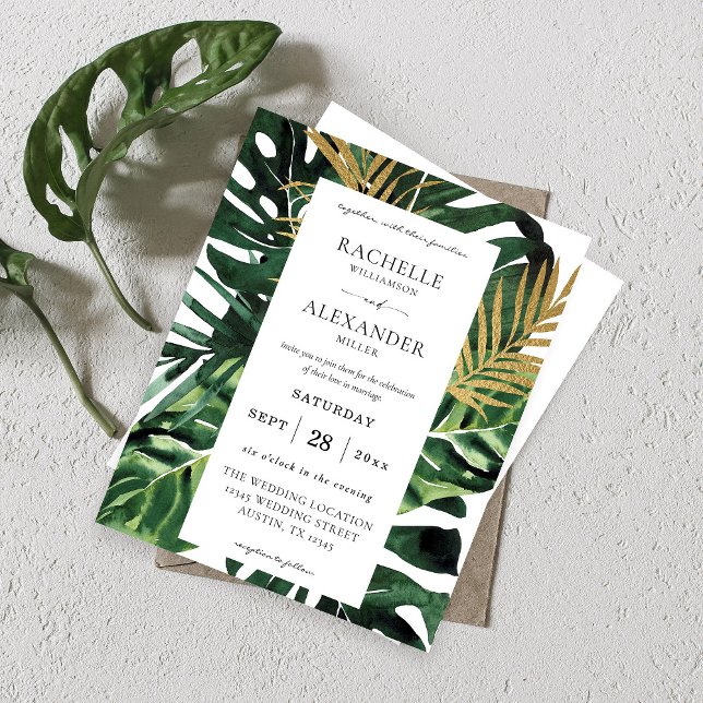 Budget Tropical Palm Leaf Gold 1B Mariage (Créateur téléchargé)
