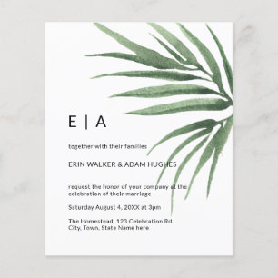 Budget Tropical Palm Leaf Minimal Mariage Invitati