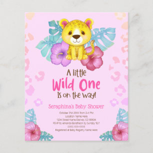 BUDGET Tropical Rainbow Leopard Baby shower Invita