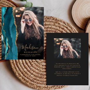 Budget Turquoise Agate Photo Dark Grad Faire-part