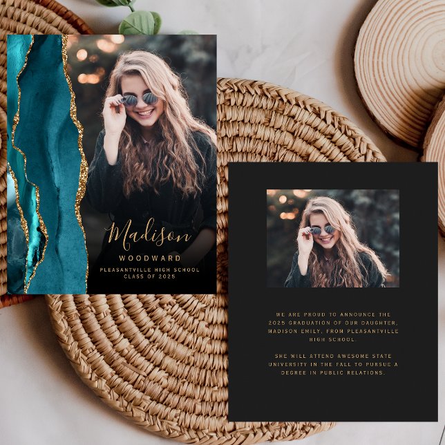 Budget Turquoise Agate Photo Dark Grad Faire-part (Créateur téléchargé)