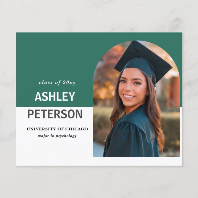 Budget Turquoise Arc Photo Graduation Invitation (Devant)
