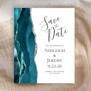 Budget Turquoise Argent Agate Carte de Pré-annonce