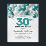 Budget Turquoise Ballons d'argent Parties scintill<br><div class="desc">Glam Turquoise Vert Ballons d'argent Parties scintillant étinceler n'importe quel âge Anniversaire Invitation</div>