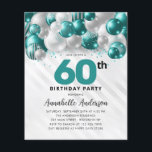 Budget Turquoise Ballons d'argent Parties scintill<br><div class="desc">Glam Turquoise Vert Ballons d'argent Parties scintillant étinceler n'importe quel âge Anniversaire Invitation</div>