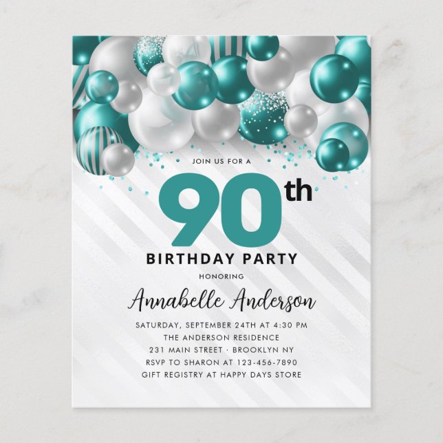 Budget Turquoise Ballons d'argent Parties scintill (Devant)