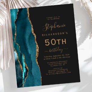 Budget Turquoise Blue Gold Agate Dark 50e annivers