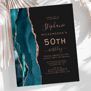 Budget Turquoise Blue Rose Gold Agate 50e annivers