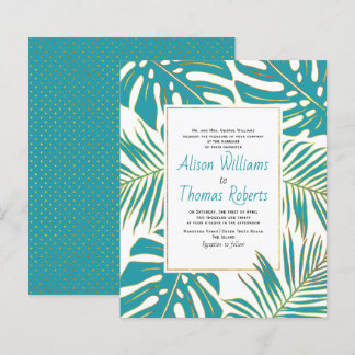 BUDGET turquoise feuilles tropicaux faire-part de 