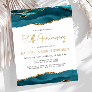 Budget Turquoise Gold Agate 50e anniversaire Invit
