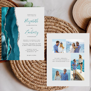Budget Turquoise Gold Agate Grey 4-Photo Wedding I