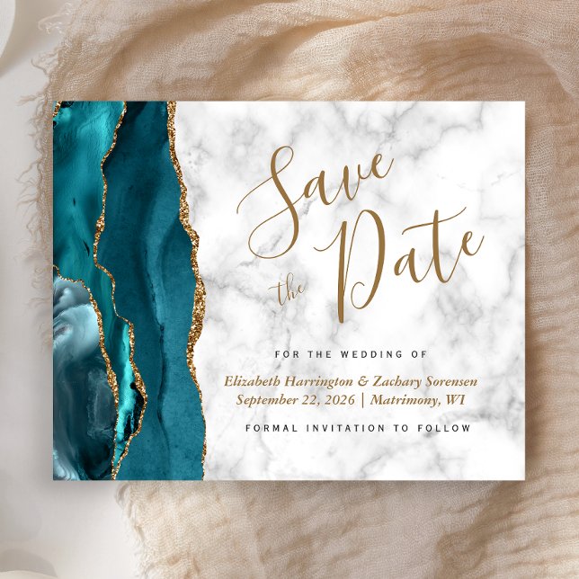 Budget Turquoise Gold Agate Marbre Enregistrer la  (Créateur téléchargé)