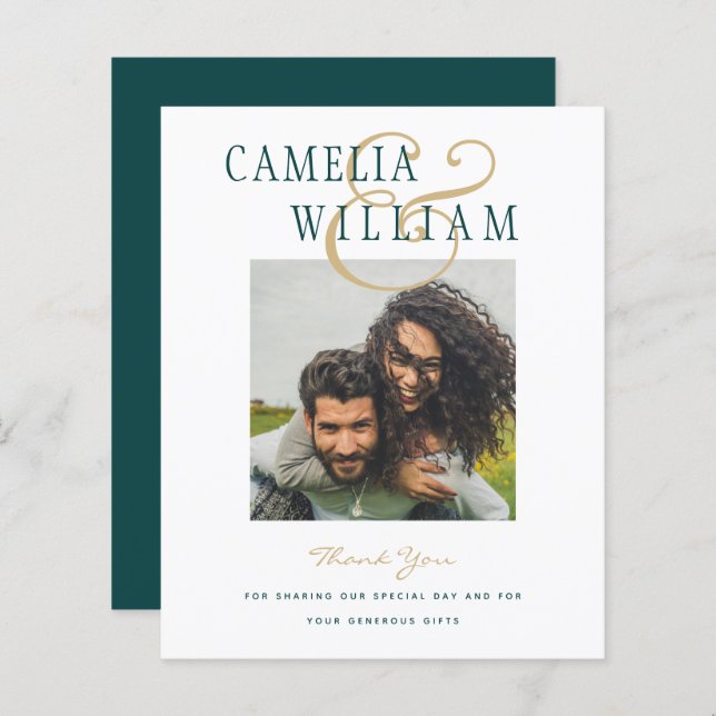 BUDGET Turquoise Mariage vert PHOTO Merci (Devant / Derrière)