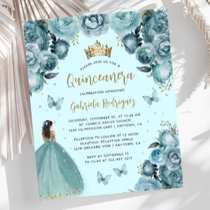 Budget Turquoise Or Princesse Quinceañera Florale 