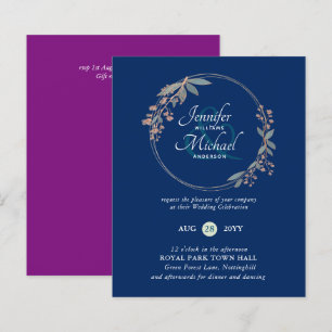 BUDGET Turquoise Orange Feuilles Faire-part de mar