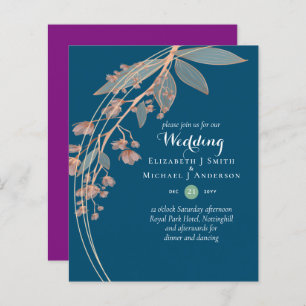 BUDGET Turquoise Orange Feuilles Faire-part de mar