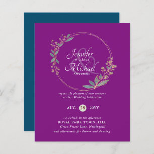 BUDGET Turquoise Orange Feuilles Faire-part de mar