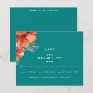 BUDGET Turquoise Orange Floral Mariage RSVP