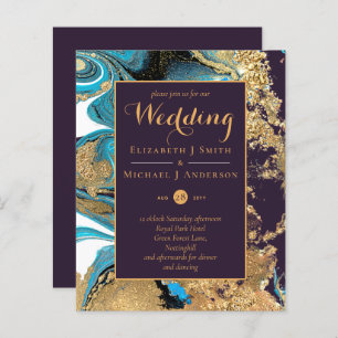 BUDGET Turquoise Purple Gold Agate Mariage Invitat