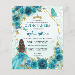 Budget Turquoise Vert or Floral Princesse Quinceañ