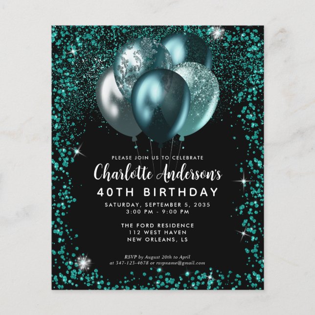 Budget Turquoise Vert Parties scintillant noire Ba (Devant)