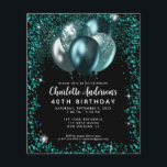 Budget Turquoise Vert Parties scintillant noire Ba<br><div class="desc">Glam Turquoise Vert Parties scintillant noire étincelante Balloon élégant Invitation Anniversaire</div>