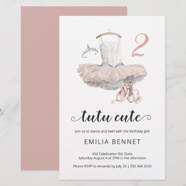 Budget Tutu Minimaliste Ballerina 2e anniversaire (Devant / Derrière)