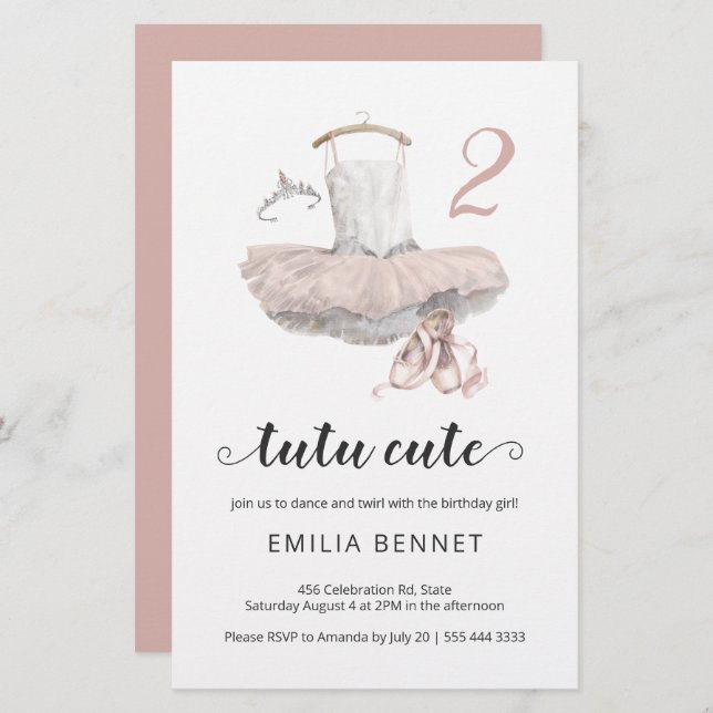 Budget Tutu Minimaliste Ballerina 2e anniversaire (Devant / Derrière)