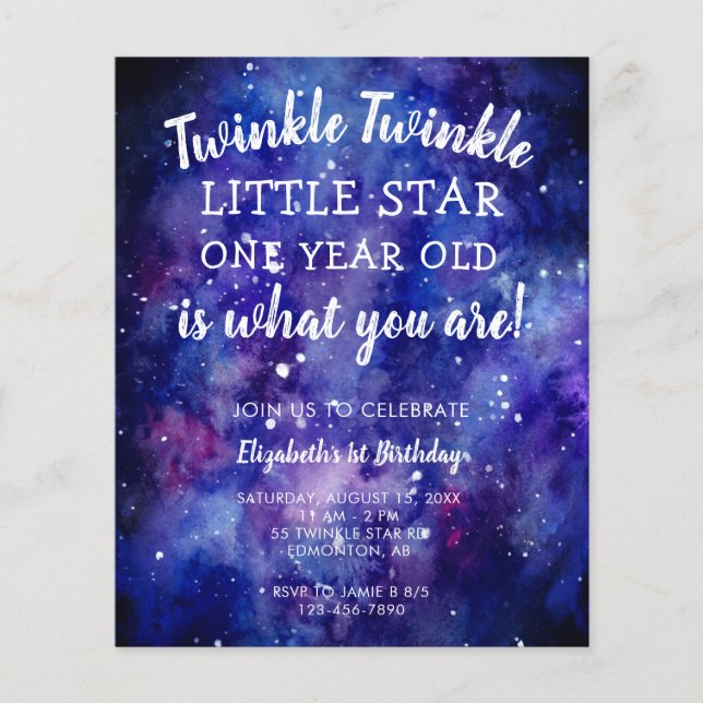 Budget Twinkle Twinkle Little Star 1er anniversair (Devant)