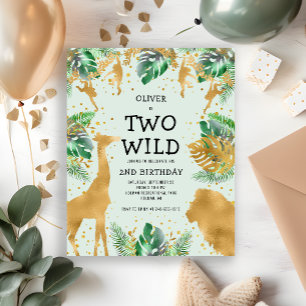 Budget Two Wild Green Gold 2e Invitation d'anniver