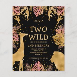 Budget Two Wild Pink Black 2e Invitation d'anniver