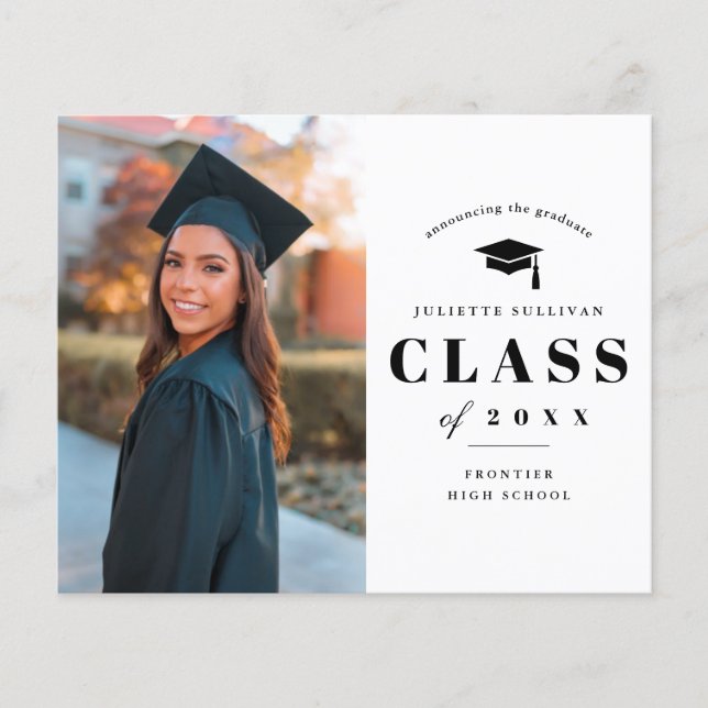 Budget Type minimal Photo Graduation Invitation (Devant)