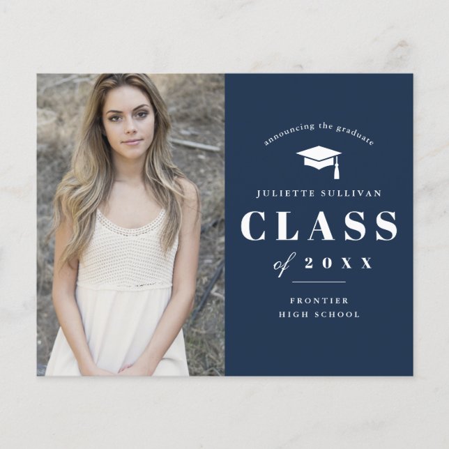 Budget Type minimal Photo Graduation Invitation (Devant)