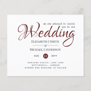 Budget TYPOGRAHY Mariage Invite - Bourgogne Rouge