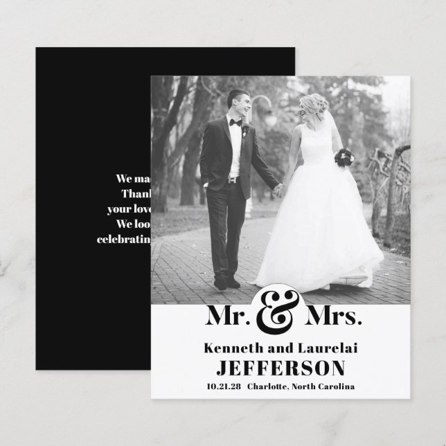 BUDGET Typographie moderne Mariage photo (Devant / Derrière)