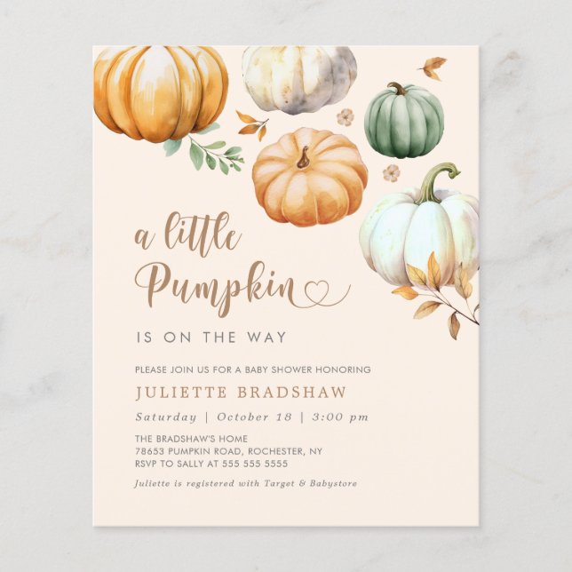 Budget Un Baby shower De Foliage D'Automne Un Peu  (Devant)