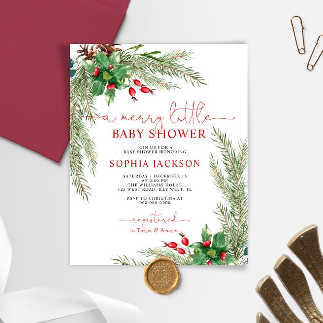 Budget Un Joyeux Baby shower de Noël Invitation (Créateur téléchargé)