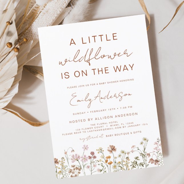 Budget Un Petit Baby shower Fleur sauvage Invitati (Créateur téléchargé)