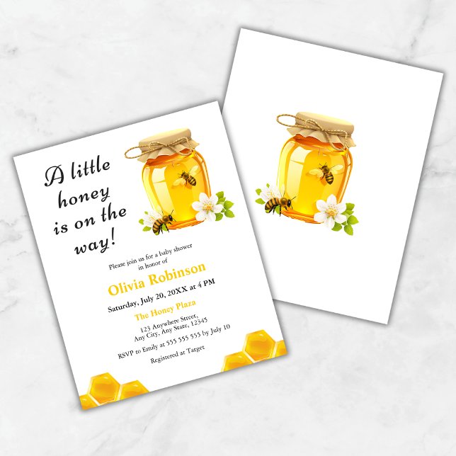 Budget Un Petit Miel Abeille Baby shower Invitatio (Budget A Little Honey is on the Way Bee Baby Shower Invitation  )