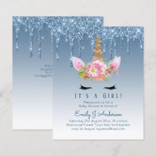 Budget Unicorn Baby shower Blue Girls mignonne