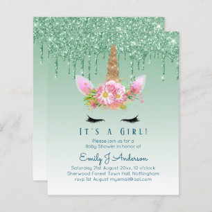 Budget Unicorn Baby shower Green Girls mignonne