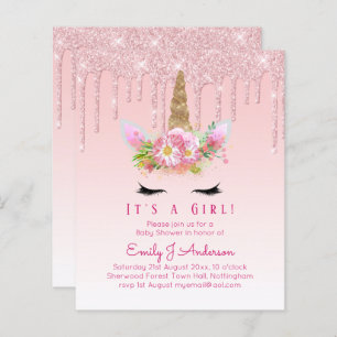Budget Unicorn Baby shower Rose Girls mignonne