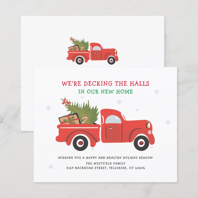 Budget vacances de Noël Faire-part de déménagement (Devant / Derrière)