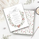 Budget Végétation d'hiver Rouge Floral 30e anniver<br><div class="desc">Aquarelle vert sauge moderne Boho cadre botanique est accentué de petites fleurs poinsettia.</div>