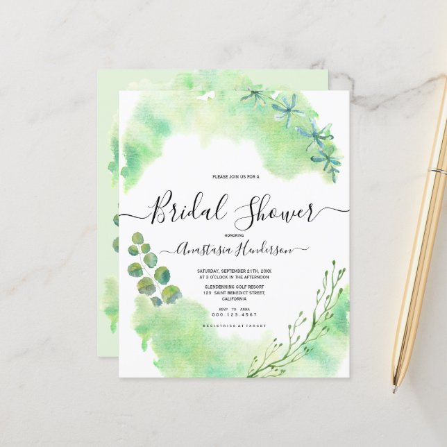 Budget-verdure. Douche nuptiale. Invitation (Devant/Arrière en situation)