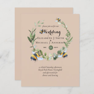BUDGET Verdure Eucalyptus Bees Mariage Invite
